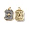 Brass Micro Pave Clear Cubic Zirconia Pendants, Cadmium Free & Nickel Free & Lead Free, with Jump Ring, Rectangle with Star Charms, Real 18K Gold Plated, 19x13.5x3.3mm, Hole: 3.4mm