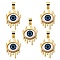 5Pcs Brass Pendants, with Resin Cabochons, Long-Lasting Plated, Eye, Real 18K Gold Plated, Dodger Blue, 26x17x6.5mm, Hole: 3.5x6mm
