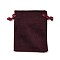 Velvet Jewelry Drawstring Storage Pouches, Rectangle, Dark Red, 9.5x7x0.5cm