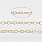 Brass Coated Iron Cable Chains, Soldered, with Spool, Flat Oval, Light Gold, 2.2x1.7x0.3mm, about 39.37 Feet(12m)/roll