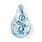 Handmade Lampwork Pendants, Teardrop, Light Cyan, 45.5~47.5x26~28x11.5~13mm, Hole: 6~8x5.5~6.5mm