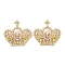 Brass Micro Pave Cubic Zirconia Pendants, Crown, Cadmium Free & Lead Free, Rack Plating, Long-Lasting Plated, Real 18K Gold Plated, 24x27x7mm, Hole: 4x3mm