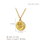 Stylish Stainless Steel Sunbeam Pendant Necklace for Women's Daily Wear, Real 18K Gold Plated, Flat Round, 15.75 inch(40cm)