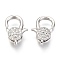 Brass Micro Pave Cubic Zirconia Lobster Claw Clasp, Platinum, 17.5x10x5mm, Hole: 1mm