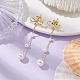 Серьги-пусеты из латуни с бантом и подвесками EJEW-TA00394-2