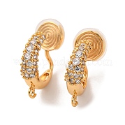 Серьги-клипсы из латуни с микропейвом и прозрачным фианитом KK-K382-35G