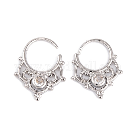 Серьги из латуни с фианитом EJEW-S219-11P-1