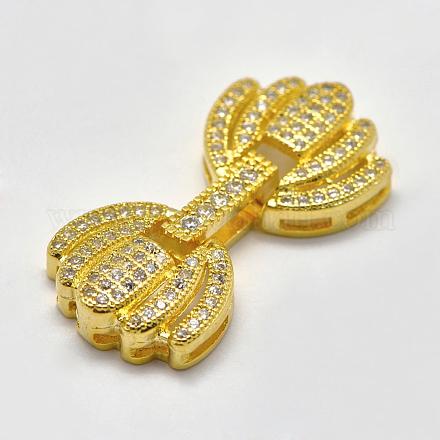 Латунные микро проложить кубического циркония раз за застежками KK-K180-06G-1