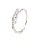 Clear Cubic Zirconia Cuff Ring, Brass Jewelry for Women, Cadmium Free & Lead Free, Platinum, Inner Diameter: 17mm
