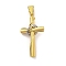PVD Vacuum Plating 304 Stainless Steel Pendants, Cross Charm, Religion, Golden & Stainless Steel Color, 38.5x20.5x4~10.7mm, Hole: 4.7x9mm