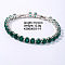 Hip-hop Brass Micro Cubic Zirconia Link Chain Bracelets for Men and Women, Green, 7-5/8 inch(19.5cm)