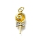 Brass Micro Pave Cubic Zirconia Pendants, Lollipop Charms, With Jump Ring, Long-Lasting Plated, Lead Free & Cadmium Free, Real 18K Gold Plated, Goldenrod, 17.5x7.5x4mm, Hole: 3mm