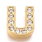 Alloy Slide Charms, with Crystal Rhinestone, Letter, Letter.U, U: 12x10.4x4.2mm, Hole: 2x8mm