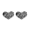 304 Stainless Steel Black Enamel Pendants, Heart Charm, Stainless Steel Color, 12.5x17x1.5mm, Hole: 1mm