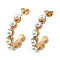 Ion Plating(IP) 304 Stainless Steel with ABS Imitation Pearl Stud Earrings for Women, C Shape, Golden, 28x5mm