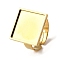 304 Stainless Steel Adjustable Ring Settings, Square, Ion Plating(IP), Real 18K Gold Plated, Tray: 15.5x15.5mm, Square: 17x17mm, Inner Diameter: 18mm