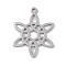 Non-Tarnish 304 Stainless Steel Pendants, Laser Cut, Flower Charm, Stainless Steel Color, 23x18x1mm, Hole: 1mm