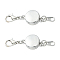 Alloy Magnetic Clasps, with Lobster Claw Clasps and Chain Tabs, Flat Round, Platinum, 35mm, Clasp: 10x6x2.5mm, Chain Tabs: 22mm long, Flat Round: 9x5x0.5mm