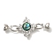 Brass & Abalone & Shell Fold Over Clasps, with Micro Pave Clear Cubic Zirconia, Cadmium Free & Nickel Free & Lead Free, Rhombus, Platinum, 45.5mm