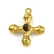 Natural Tiger Eye & 304 Stainless Steel Cross Pendants, Golden, 23x20x6mm, Hole: 1.6mm