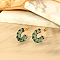 Stainless Steel Resin C-Shaped Stud Earrings, Golden