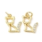 Brass Micro Pave Clear Cubic Zirconia Pendants, Cadmium Free & Lead Free, Cat Shape, Real 18K Gold Plated, 14x12x2.5mm