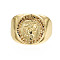 Adjustable Brass Finger Rings, Nickel Free, Coin, Real 16K Gold Plated, US Size 6 3/4, Inner Diameter: 17mm