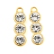 304 Stainless Steel Pendants, with Rhinestone, Pea Charms, Real 14K Gold Plated, Crystal, 21x6x4mm, Hole: 1.8mm