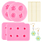 4pcs 2 styles Flower Silicone & Resin Molds, Clay Cutters, with 20Pcs Brass Ball Head Pins, Mixed Color, 33.5~85x12~15mm, Inner Diameter: 10~20mm, 2pc/style
