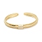 Brass Micro Pave Clear Cubic Zirconia Cuff Bangles, Textured, Rectangle, Real 18K Gold Plated, Inner Diameter: 2-1/4 inch(5.65cm)