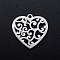 Non-Tarnish 201 Stainless Steel Pendants, Heart with Cirrus, Stainless Steel Color, 15.5x15.5x1mm, Hole: 1.2mm