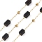 Natural Dyed & Heated Black Agate Rectangle Beaded Chains, with Golden 304 Stainless Steel Findings, Unwelded, 4~4.5x2~2.5x2~2.5mm, about 3.28 Feet(1m)/Box