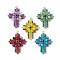 Glass Seed Beads Pendants, with Nylon Wire, with Jump Ring, Mixed Color, 32.5x27~27.5x6mm, Hole: 3mm
