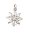 Rack Plating Brass Micro Pave Cubic Zirconia Pendants, Lead Free & Cadmium Free, Long-Lasting Plated, Snowflake, Platinum, 15x13x4.5mm, Hole: 3.5mm