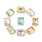 Brass Glass Rhinestone Sew on Rhinestones, Rectangle, Faceted, Mixed Color, Golden, 10.5x8x6mm, Hole: 0.8mm
