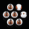 Autumn Theme Printed Natural Wood Beads, Round with Pumpkin, Coral, 15.5x14.5mm, Hole: 4mm