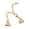 Brass Micro Pave Cubic Zirconia Chain Extender, Cadmium Free & Nickel Free & Lead Free, Triangle, Real 18K Gold Plated, 25mm