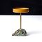 Metal Candle Holders, with Natural Kambaba Jasper Basements, Flat Round, 170x70mm