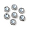 Brass Micro Pave Cubic Zirconia Multi-Strand Links, with Resin Imitation Aquamarine, Flat Round, Cadmium Free & Nickel Free & Lead Free, Real Platinum Plated, Sky Blue, 10x5.5mm, Hole: 1.2mm