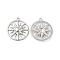 Non-Tarnish 304 Stainless Steel Pendants, Ring with Sun Charm, Stainless Steel Color, 26.5x24x2.5mm, Hole: 1.4mm