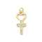 Brass Micro Pave Clear Cubic Zirconia Pendants, Heart & Cross, Lead Free & Cadmium Free, Long-Lasting Plated, Rack Plating, with Jump Ring, Real 18K Gold Plated, 22.5x9.5x2mm, Hole: 3.2mm