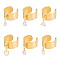 304 Stainless Steel Cuff Rings for Women, with Cubic Zirconia Charms, Mixed Shapes, Golden, Adjustable, 6pcs/set