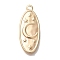 Brass Pendants, Cadmium Free & Nickel Free & Lead Free, Oval, Star & Moon Charms, Real 18K Gold Plated, 24x10x1.5mm, Hole: 1.6mm