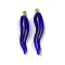 Handmade Lampwork with Brass Pendants, Horn of Plenty Charms, Midnight Blue, 35~40x9.5~13.5x8.5mm, Hole: 4.5x3mm