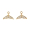 Alloy Rhinestone Pendants, Mermaid Tail, Golden, 15x19x2.5mm, Hole: 2mm