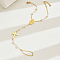 Plastic Pearl & Cross 201 Stainless Steel Link Finger Ring Bracelets for Women, Golden, 4-1/2 inch(11.5cm), Inner Diameter: 6-1/4 inch(16cm), ring: 70mm Inner Diameter