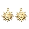 304 Stainless Steel Pendants, Sun Charm, Real 18K Gold Plated, 22.5x19x2mm, Hole: 1.8mm