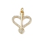 Brass Micro Pave Clear Cubic Zirconia Pendants, Heart with Arrow Charms, with Jump Ring, Cadmium Free & Lead Free, Rack Plating, Long-Lasting Plated, Real 18K Gold Plated, 24x19x3mm, Hole: 3mm