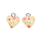 Handmade Polymer Clay Charms, Heart, with Platinum Tone Iron Loops, Moccasin, 13x10x6mm, Hole: 2mm