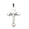 304 Stainless Steel Big Pendants, Crucifix Cross Charm, with 201 Stainless Steel Ice Pick Pinch Bails, Stainless Steel Color, 57.5x35.5x5.5mm, Hole: 9x5mm